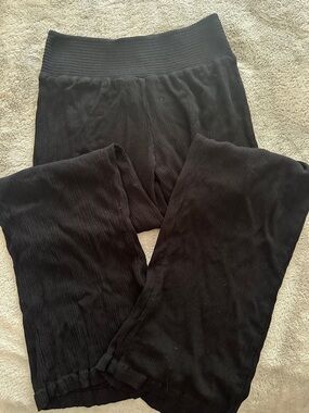 Ralph Lauren Black Ribbed Wide-Leg Lounge Pants